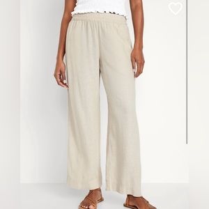 High-Waisted Linen-Blend Wide-Leg Pants